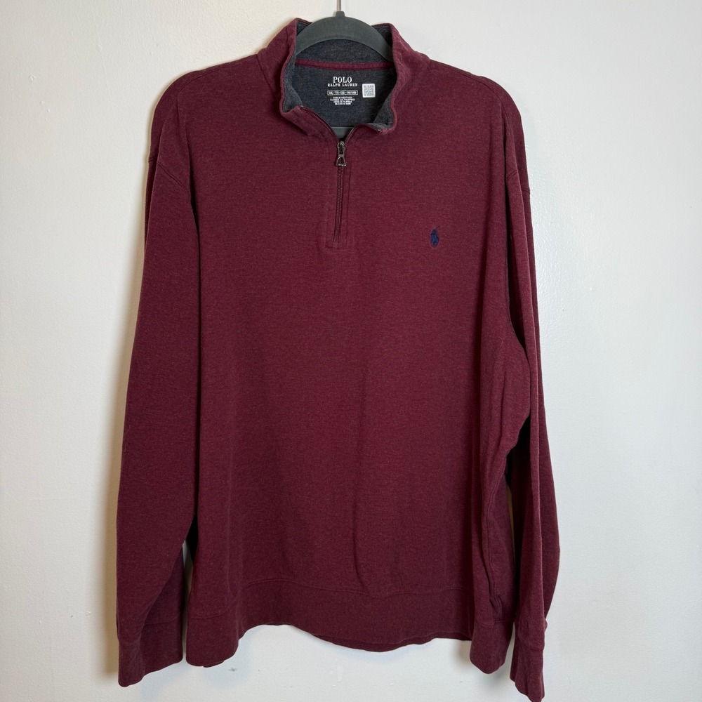 Polo Ralph Lauren Quarter Zip Pullover Mens‎ XXL Burgundy Heather 710812963040
